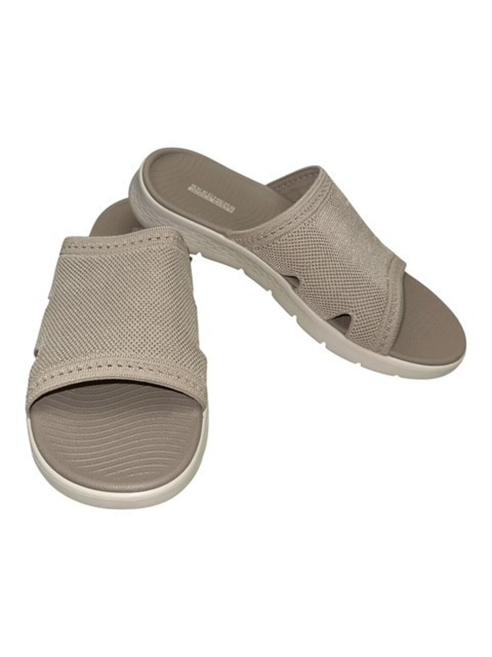 Skechers Go Walk Flex Slip-on Sandals Women 11 Beige Taupe Cushioned Lightweight